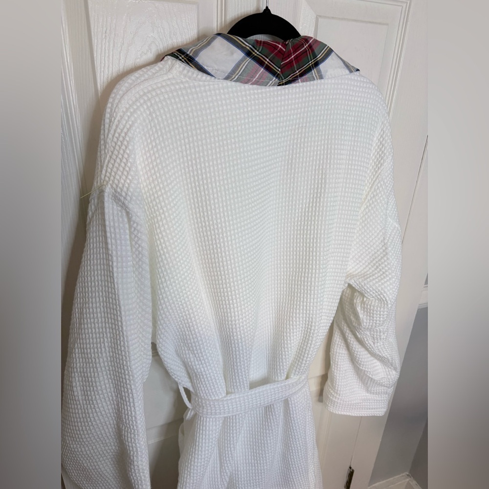 NWT Pottery Barn Waffle Weave Resort Stewart Plaid Robe – White – Size XL - Picture 12 of 16